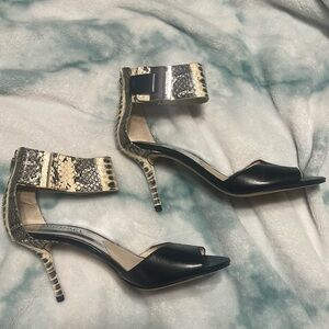 Michael kors ankle cuff heels with black peep toes